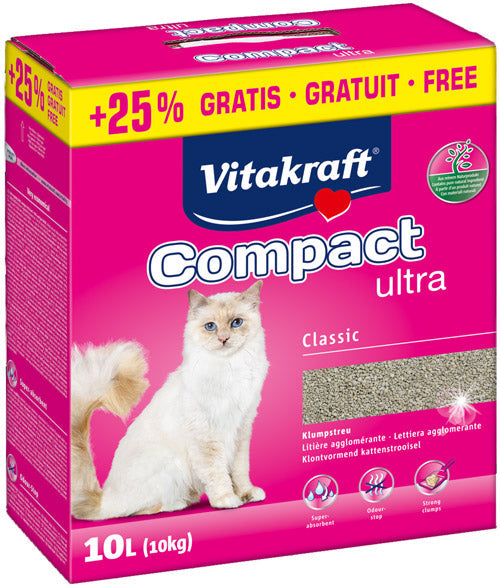 Kattegrus Compact Ultra klumpende 8 kg + 25% / 10 l