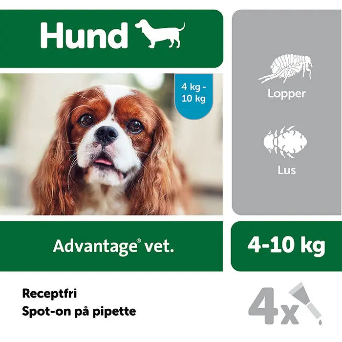 ADVANTAGE VET Loppemiddel hund 4-10 kg - 4x1,0 ml