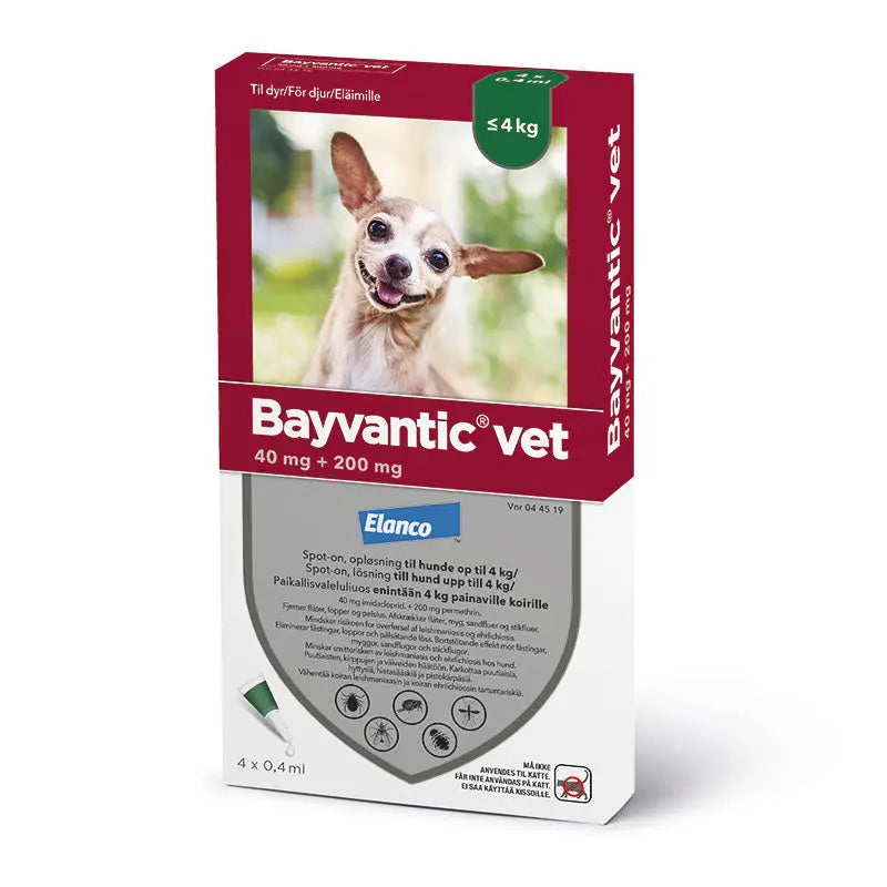 BAYVANTIC VET Flåt- & loppemiddel hund under 4 kg - 4x0,4ml