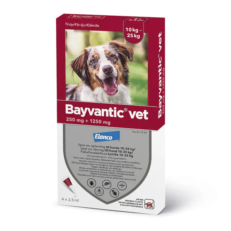 BAYVANTIC VET Flåt- & loppemiddel hund 10-25 kg - 4x2,5 ml