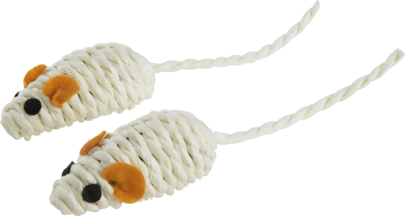 Kattelegetøj sisalmus 5 cm hvid