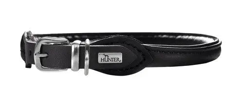 Læder rund halsbånd Petit Elg 24-27 cm 6 mm bred sort