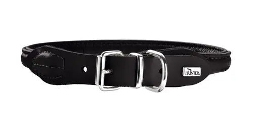 Læder rund halsbånd Elg 38-42 cm 8 mm bred sort