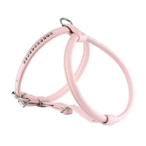 Kunstlædersele Barcelona m/swarovski 25x27-33 cm rosa