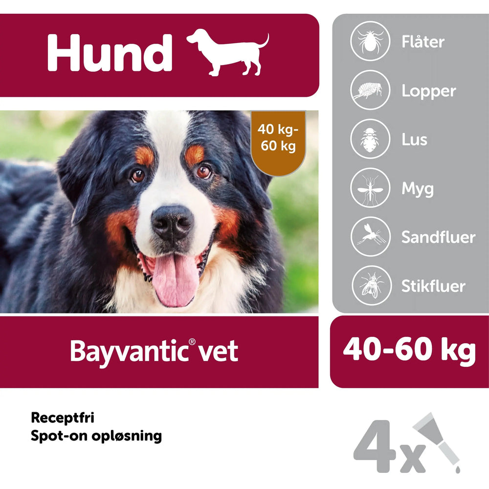 BAYVANTIC VET Flåt- & loppemiddel hund 40-60 kg - 4x6,0 ml