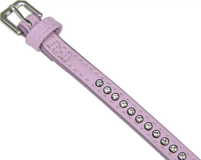 Kunstlæderhalsbånd Deluxe Rhinestones M rosa