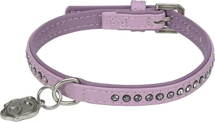 Kunstlæderhalsbånd Deluxe Rhinestones M rosa