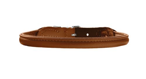 Læder rund halsbånd Elg 41-46cm, 10mm bred Cognac
