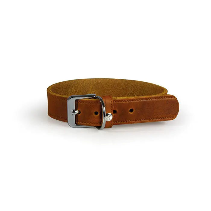 Læder halsbånd Weinheim 28-34 cm brun bred