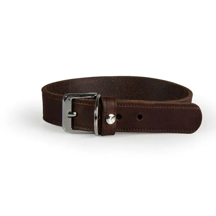 Læder halsbånd Weinheim 22-29 cm mocca bred