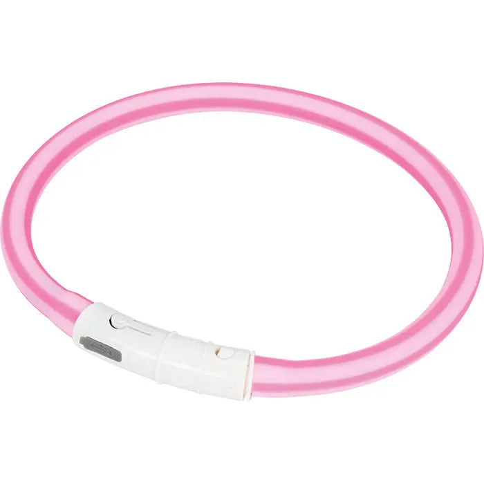 Lyshalsbånd Blinking Silikone 65 cm pink stribet
