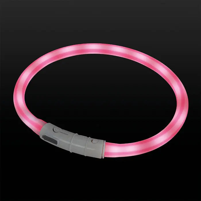 Lyshalsbånd Blinking Silikone 45 cm pink stribet
