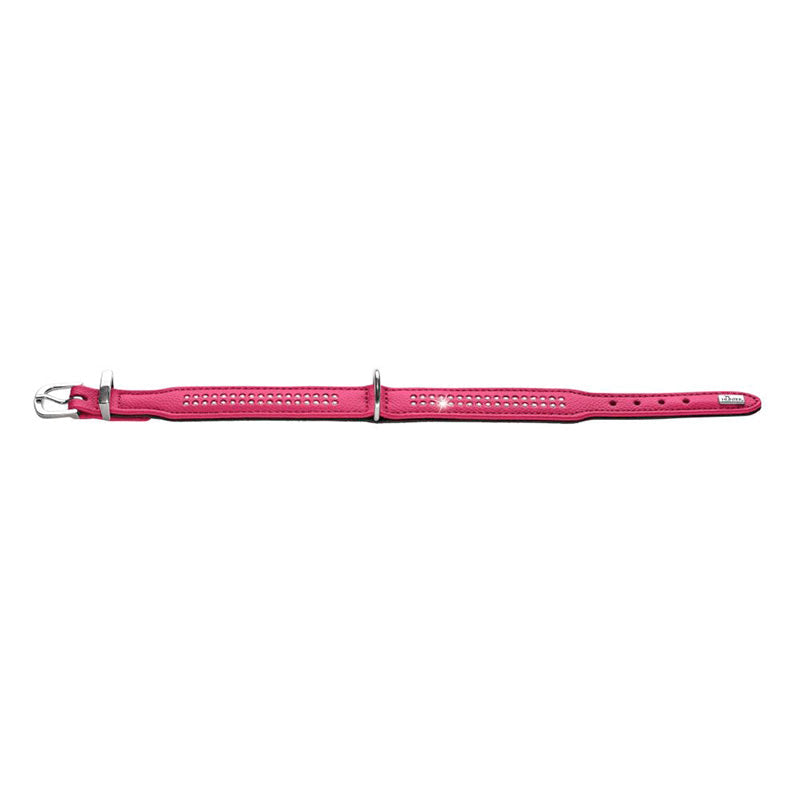 Læderhalsbånd Diamond Petit Pink