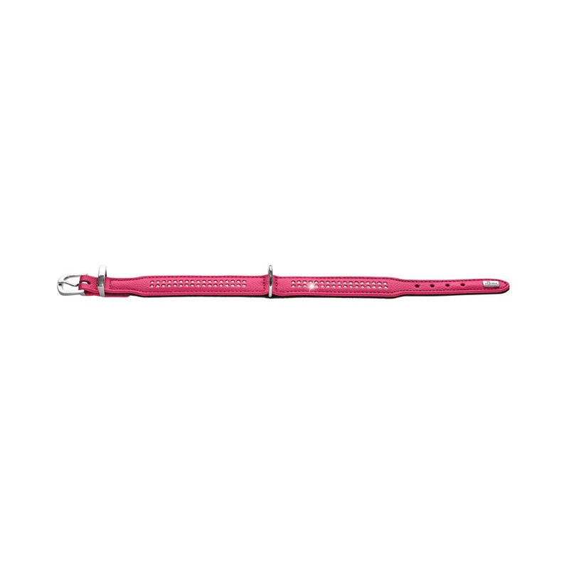 Læderhalsbånd Diamond Petit Pink
