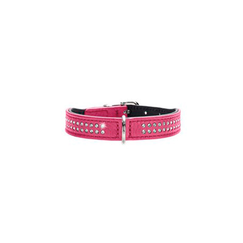Læderhalsbånd Diamond Petit Pink