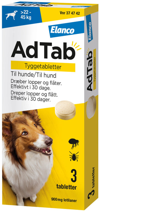 ADTAB Flåt- & loppemiddel tabletter hund 22-45 kg - 3 tabletter