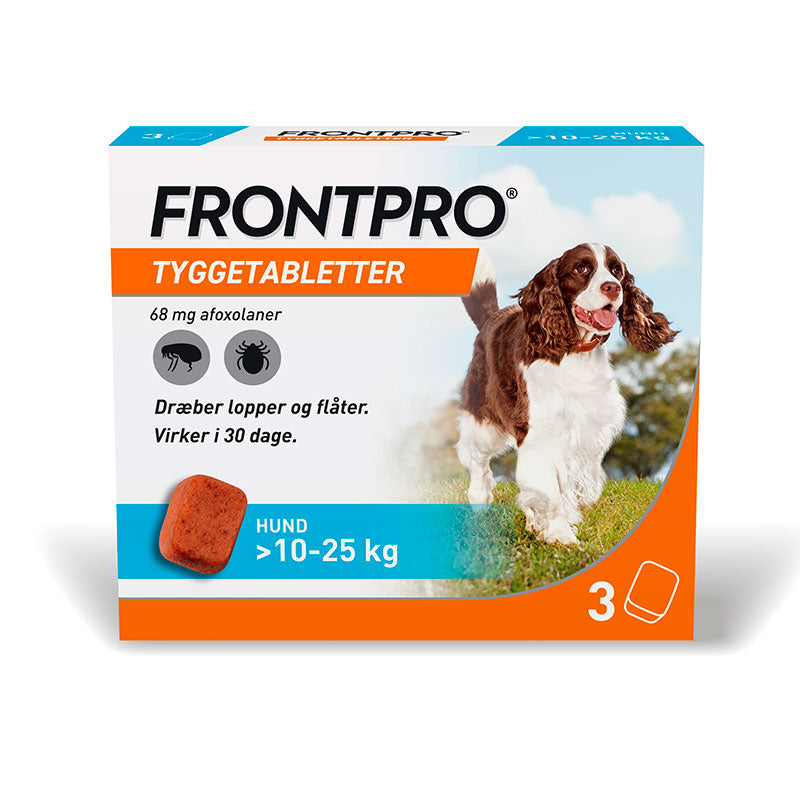 Flåt- & loppemiddel tyggetabletter hund 10-25 kg - 3 stk/pk