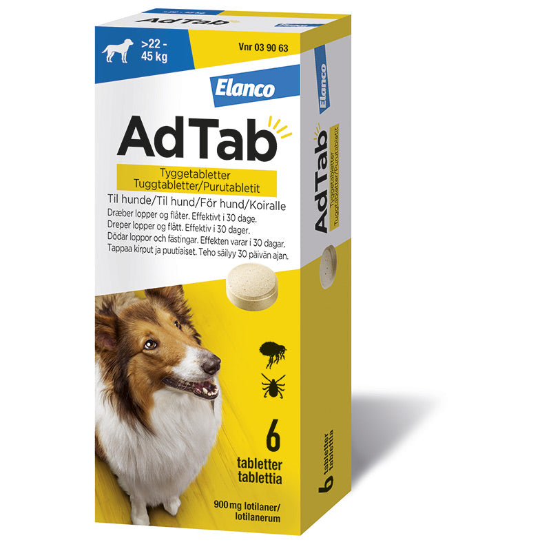 Flåt- & loppemiddel tabletter hund 22-45 kg - 6 tabletter