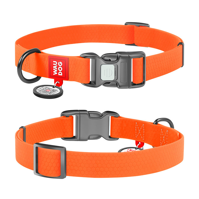 Halsbånd WP orange m/QRkode - 20 mm, 28-40 cm